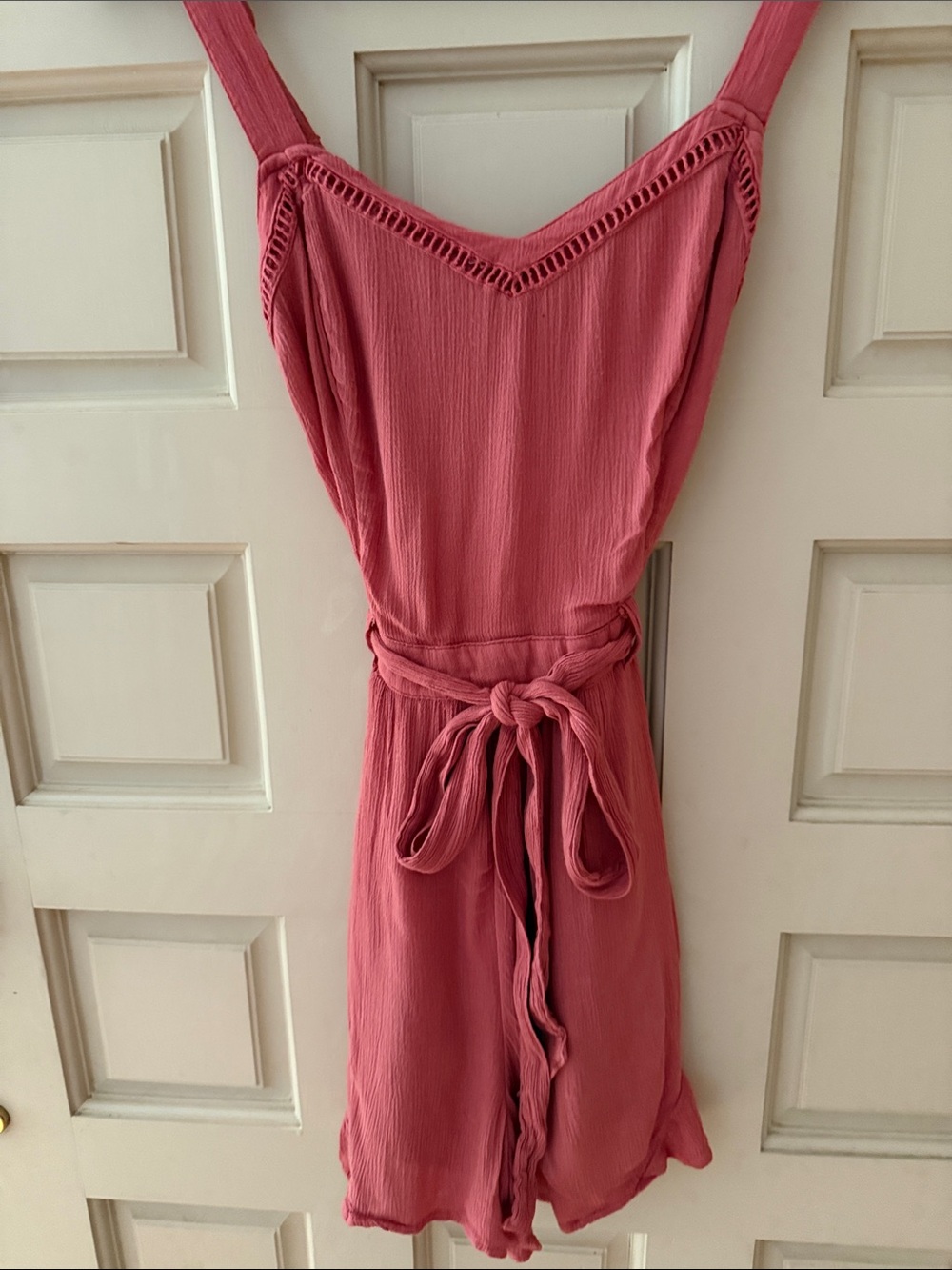 Sleeveless Pink Tie-Waist Romper